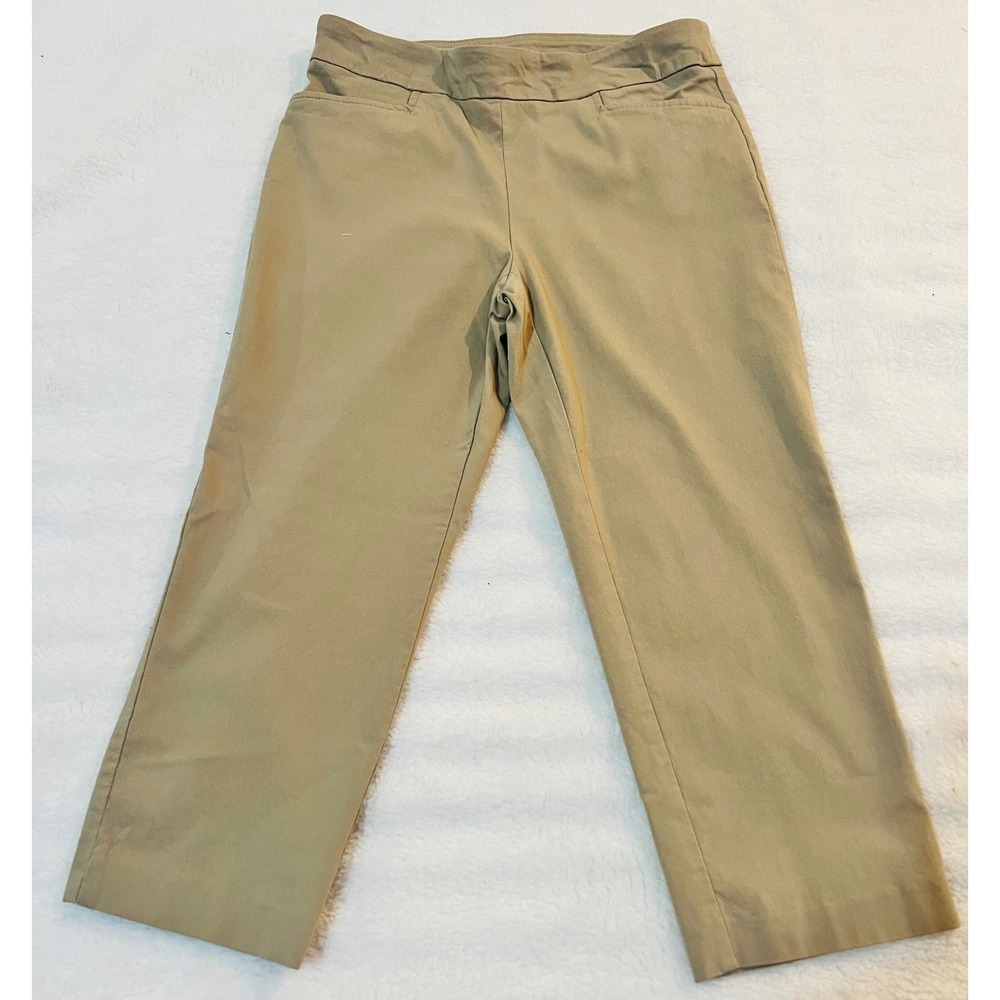 Time and Tru Womens Khaki Millennium Pull On Pants Beige Straight Leg Size S 4-6